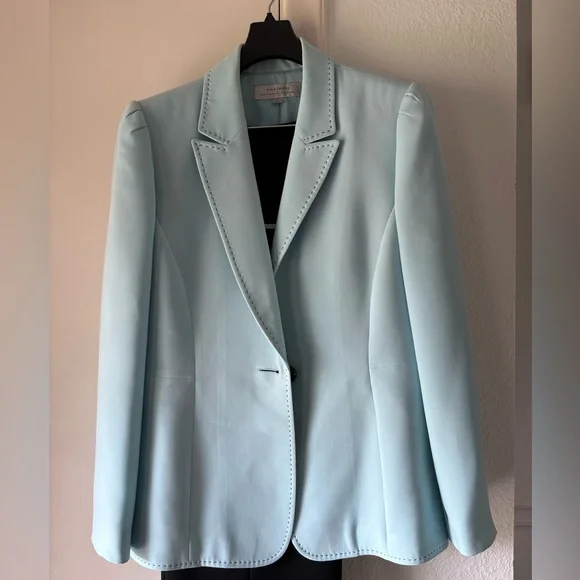 Tahari Blazer with Striped Tank Top and Black Slacks - Picture 2 of 6